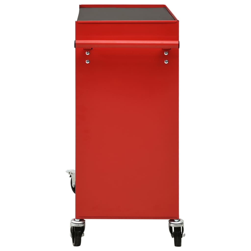 vidaXL Tool Trolley with 4 Drawers Steel Red