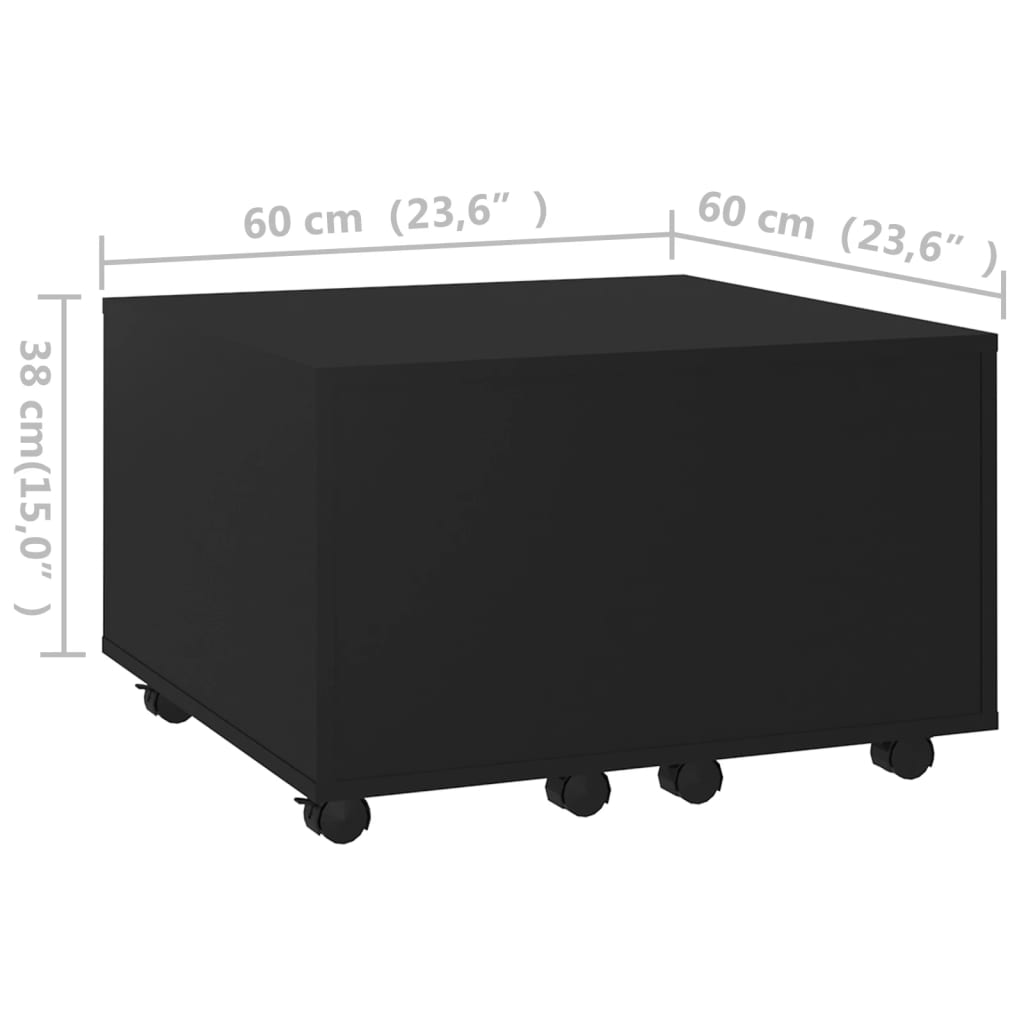vidaXL Coffee Table Black 60x60x38 cm Engineered Wood