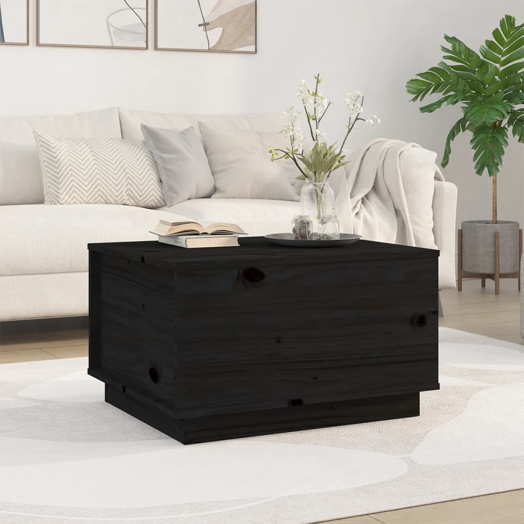 vidaXL Coffee Table Black 60x50x35 cm Solid Wood Pine