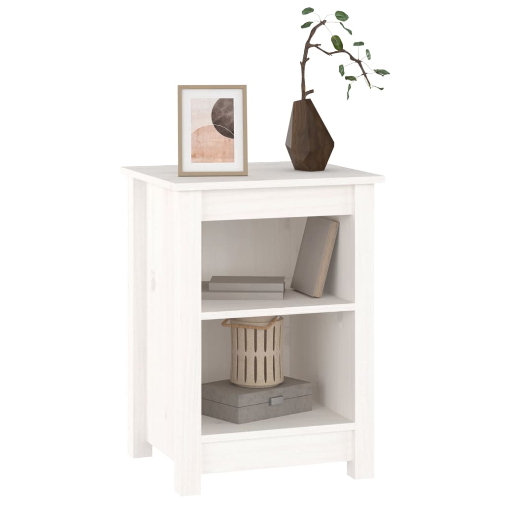 vidaXL Bedside Cabinet White 40x35x55 cm Solid Wood Pine