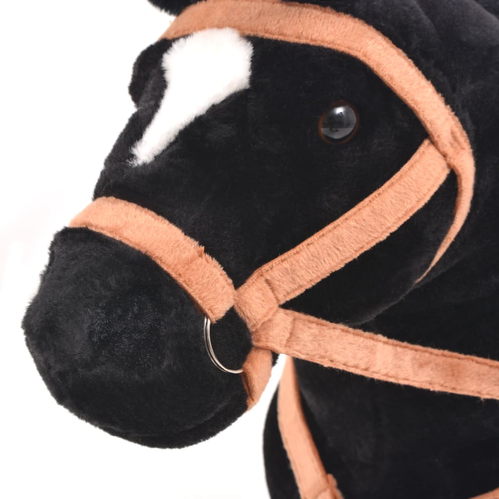 vidaXL Standing Toy Horse Plush Black