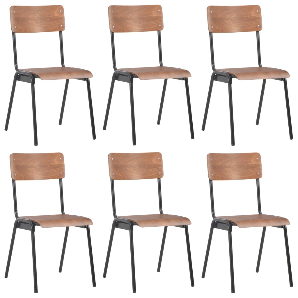 vidaXL Dining Chairs 6 pcs Brown Plywood