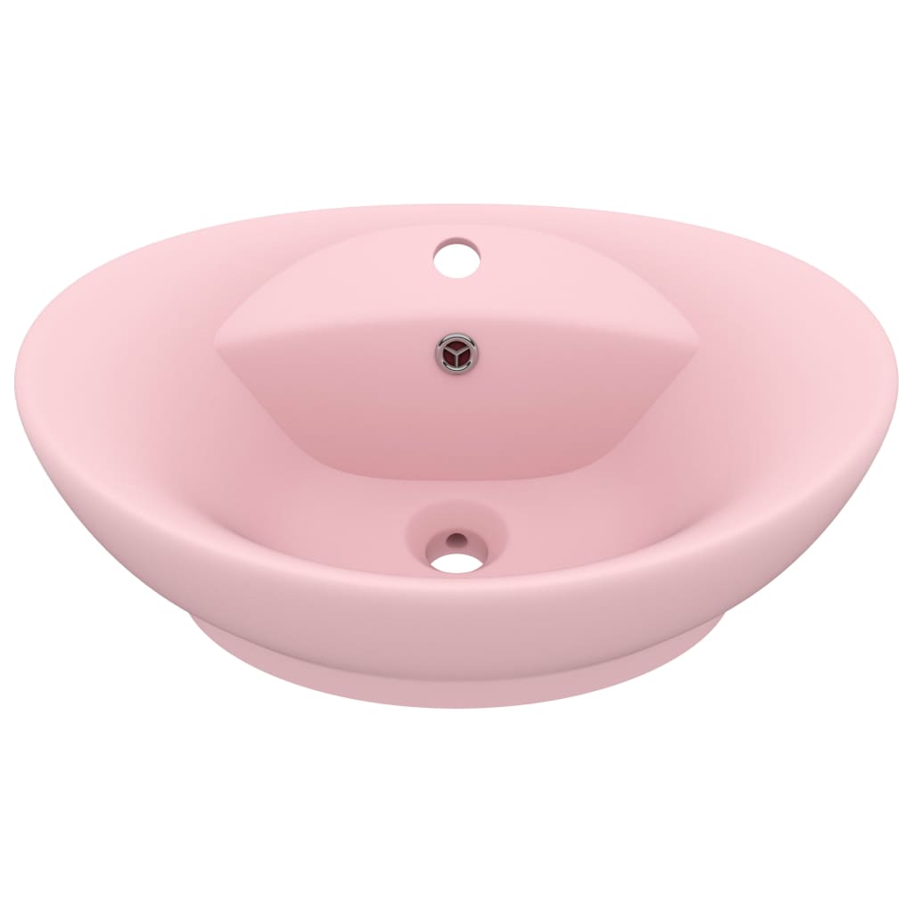 vidaXL Luxury Basin Overflow Oval Matt Pink 58.5x39 cm Ceramic