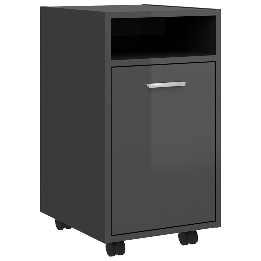 vidaXL Side Cabinet with Wheels High Gloss Grey 33x38x60 cm Engineered Wood