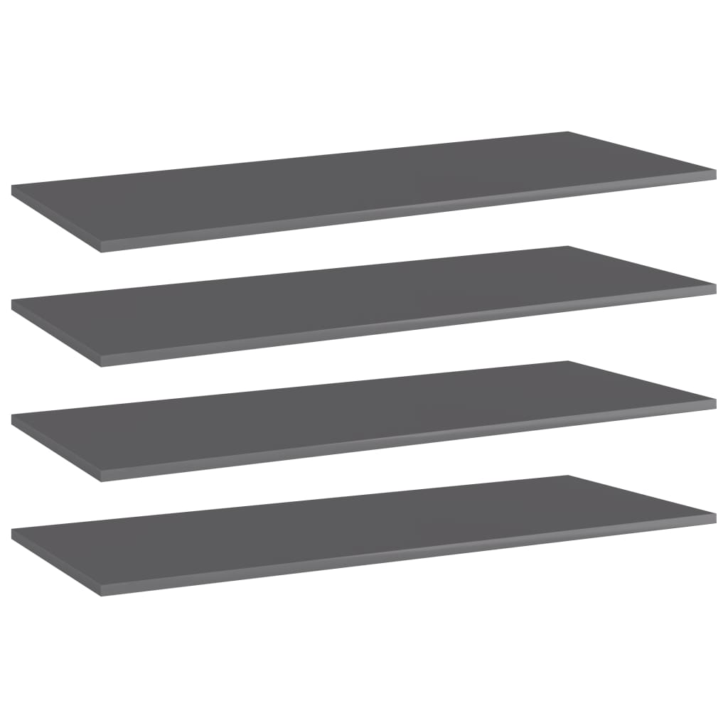 vidaXL Bookshelf Boards 4 pcs High Gloss Grey 100x40x1.5 cm Engineered Wood