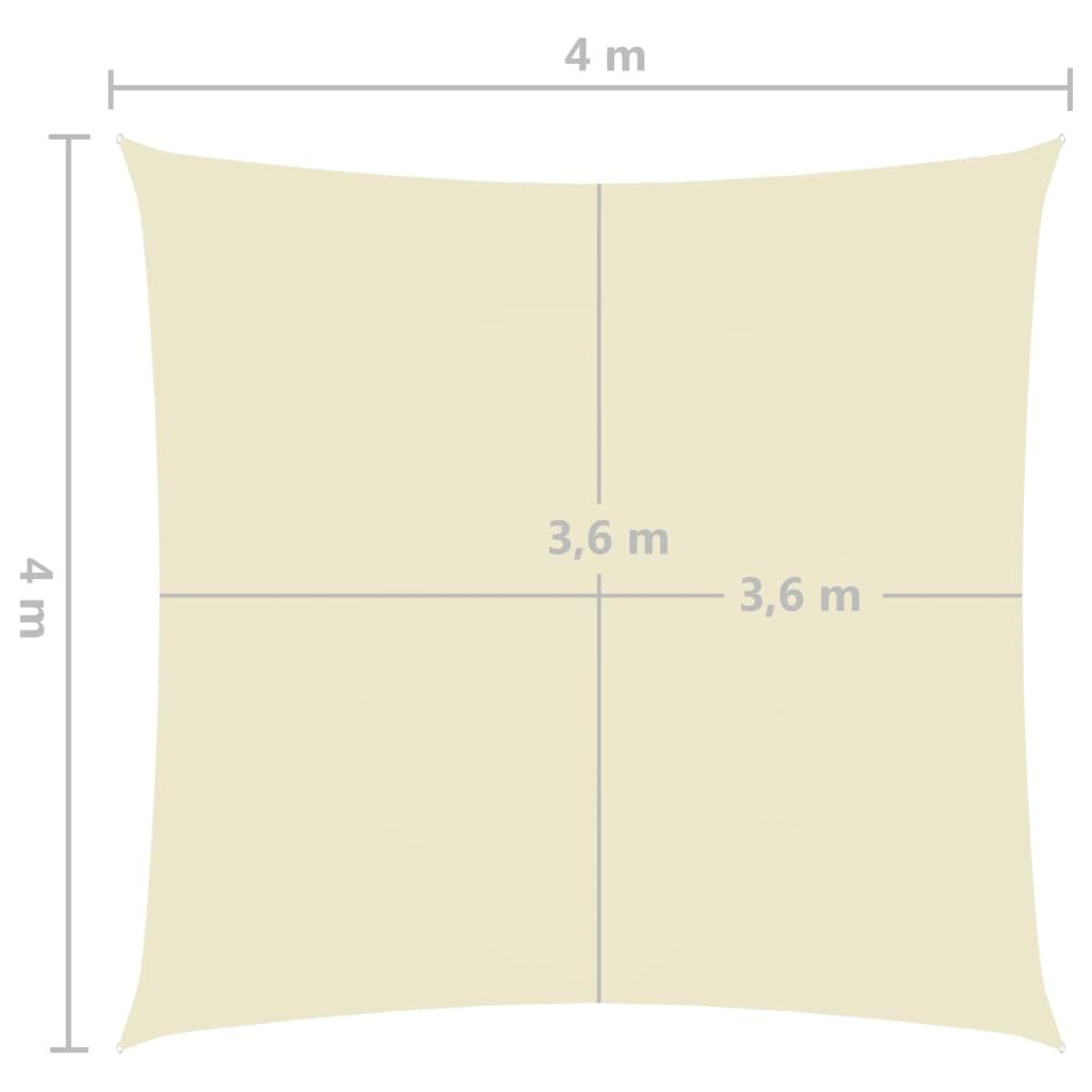 vidaXL Sunshade Sail Oxford Fabric Square 4x4 m Cream