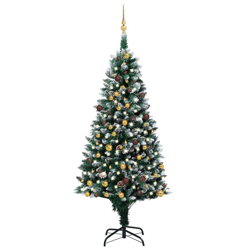 vidaXL Artificial Pre-lit Christmas Tree with Ball Set&Pinecones 210 cm