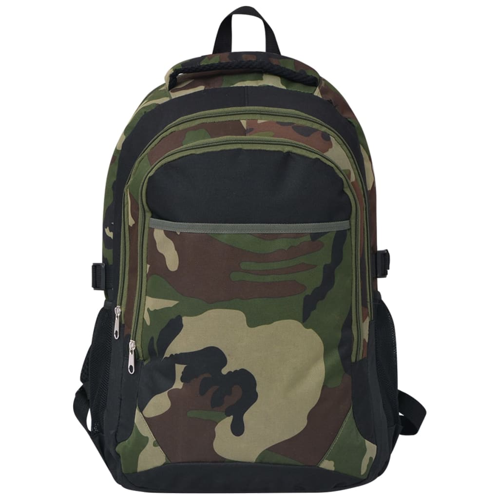 vidaXL School Backpack 40 L Black and Camouflage
