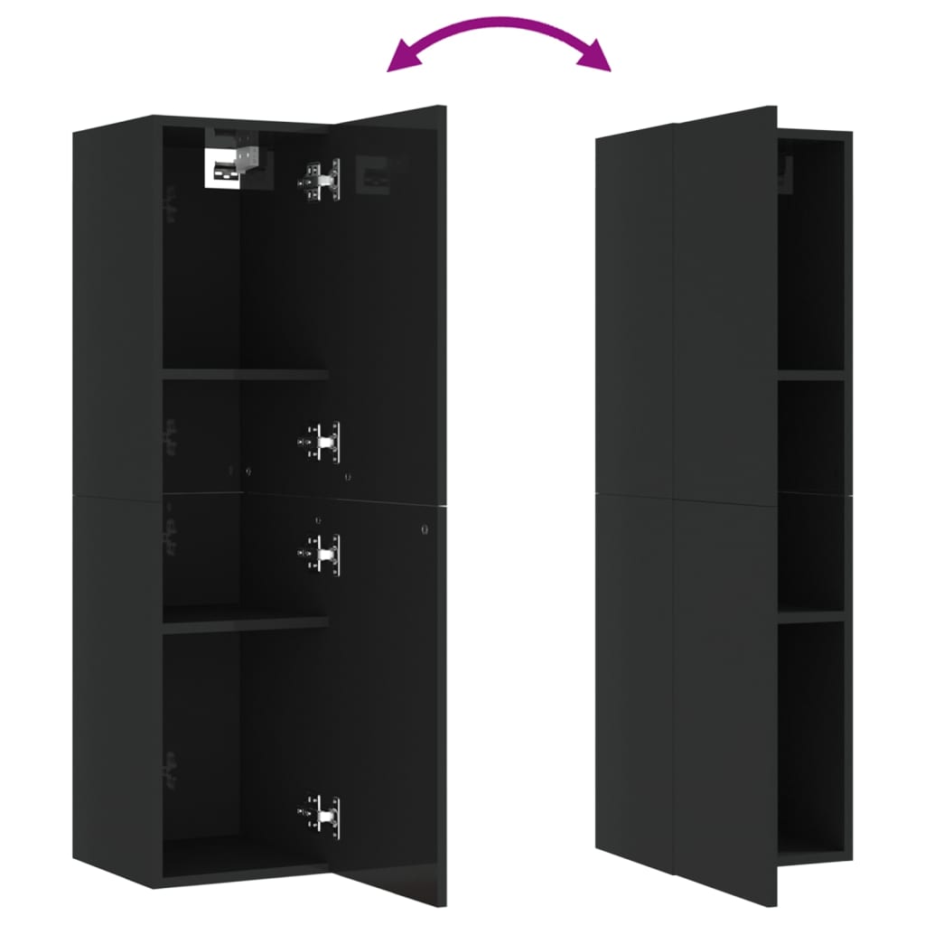 vidaXL TV Cabinet High Gloss Black 30.5x30x110 cm Engineered Wood