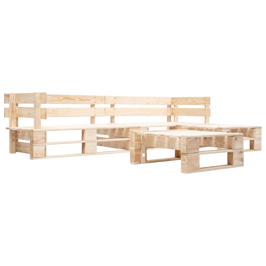vidaXL 4 Piece Garden Pallet Lounge Set Natural Wood