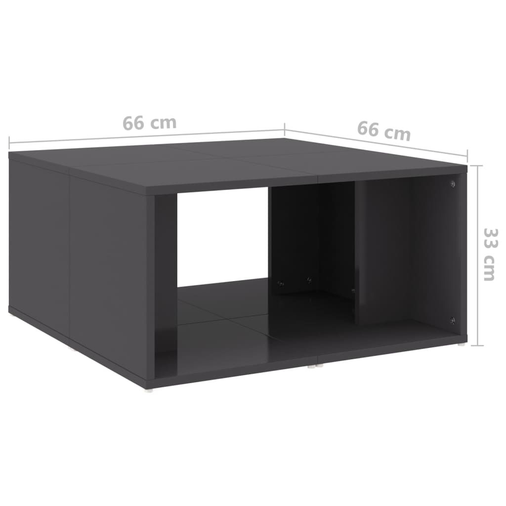 vidaXL Coffee Tables 4 pcs High Gloss Grey 33x33x33 cm Engineered Wood