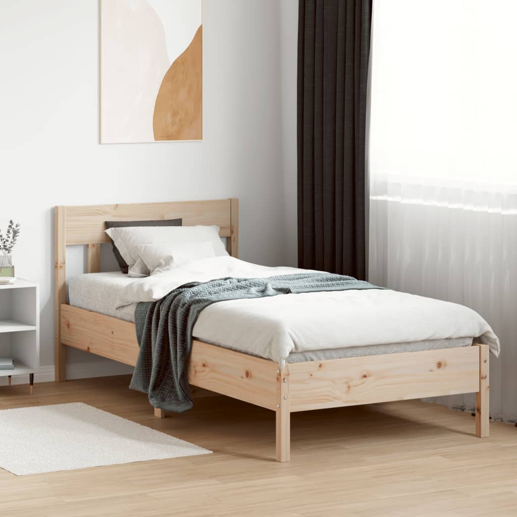 vidaXL Bed Frame with Headboard 90x200 cm Solid Wood Pine | vidaXL.ie