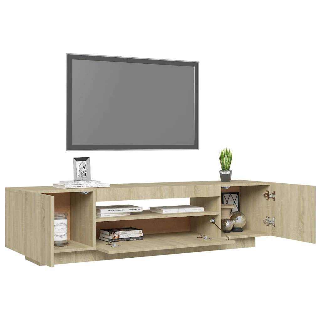 vidaXL TV Cabinet with LED Lights Sonoma Oak 160x35x40 cm