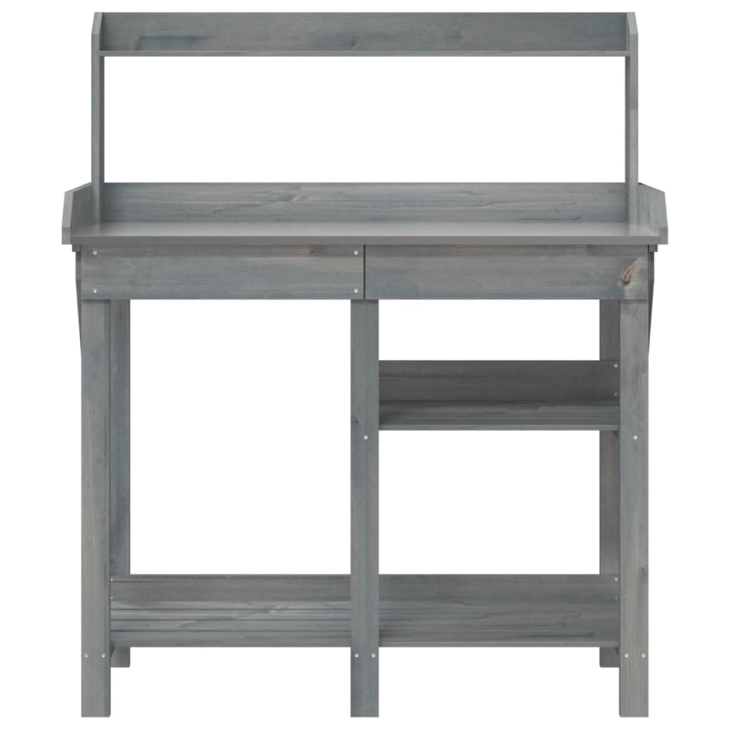 vidaXL Potting Bench with Shelves Grey Solid Wood Fir