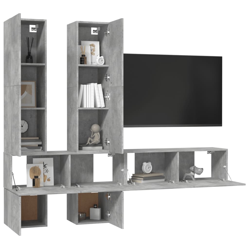 vidaXL Wall-mounted TV Cabinet Concrete Grey Engineered Wood
