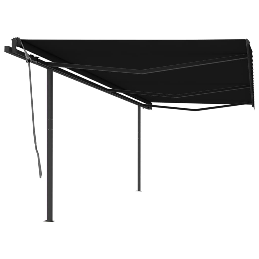 vidaXL Manual Retractable Awning with Posts 6x3 m Anthracite