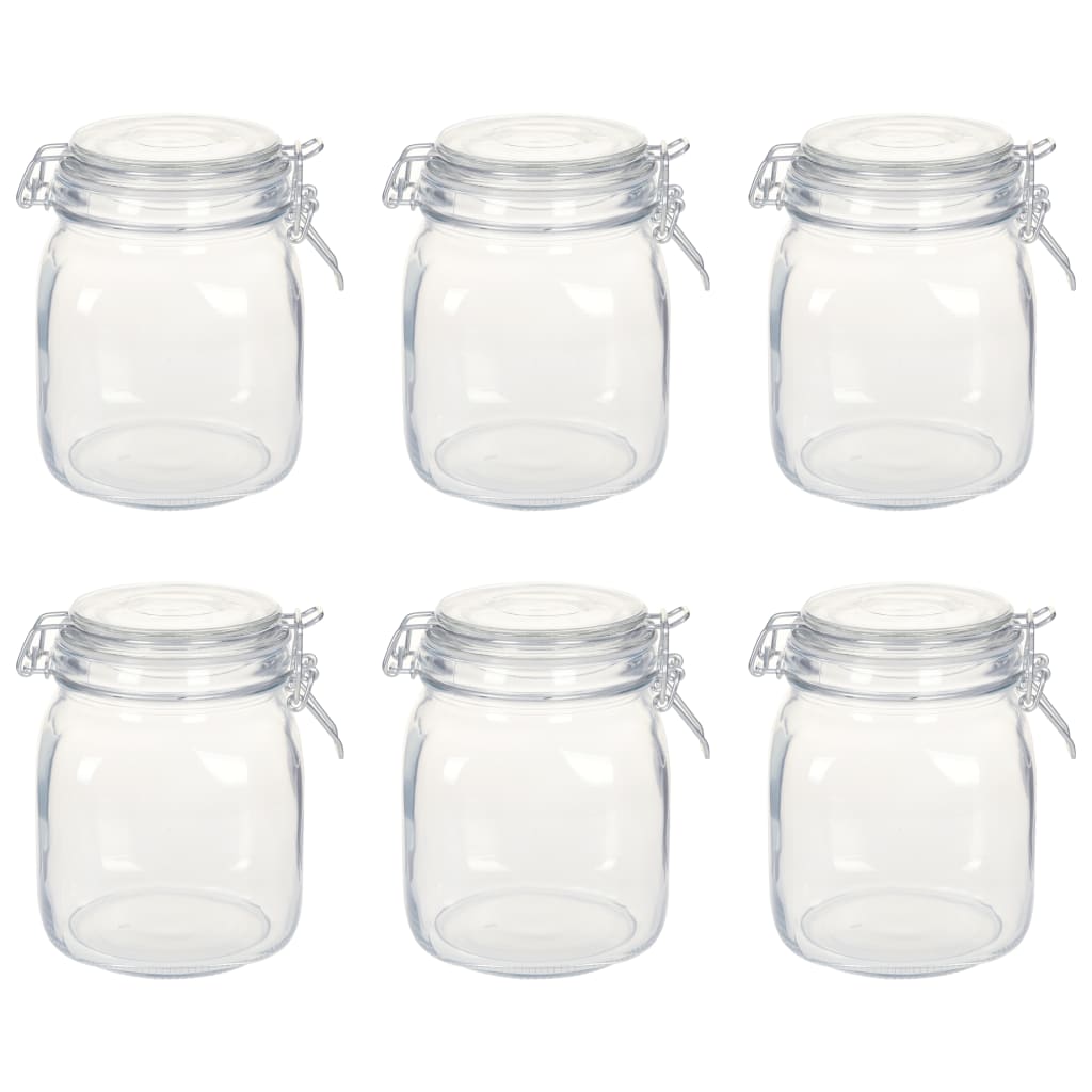vidaXL Glass Jars with Lock 6 pcs 1 L