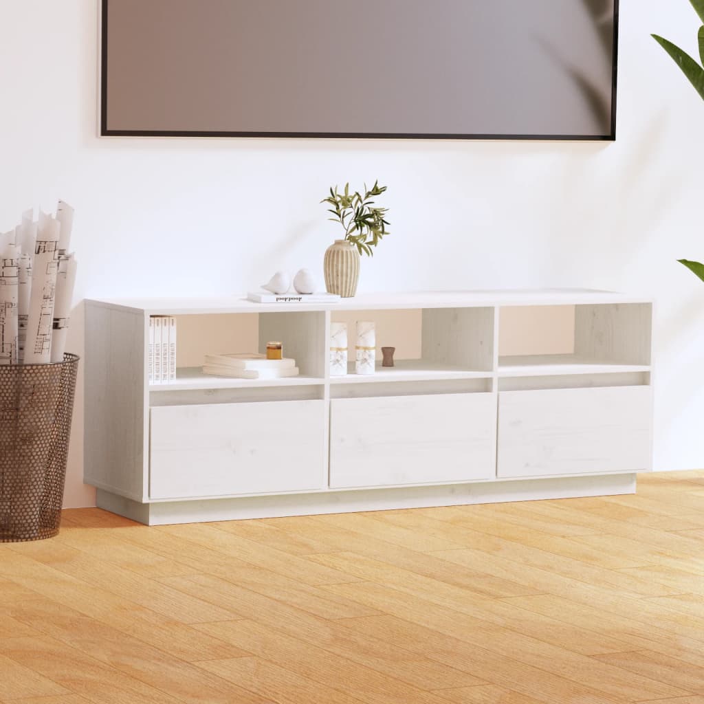 vidaXL TV Cabinet White 140x37x50 cm Solid Wood Pine