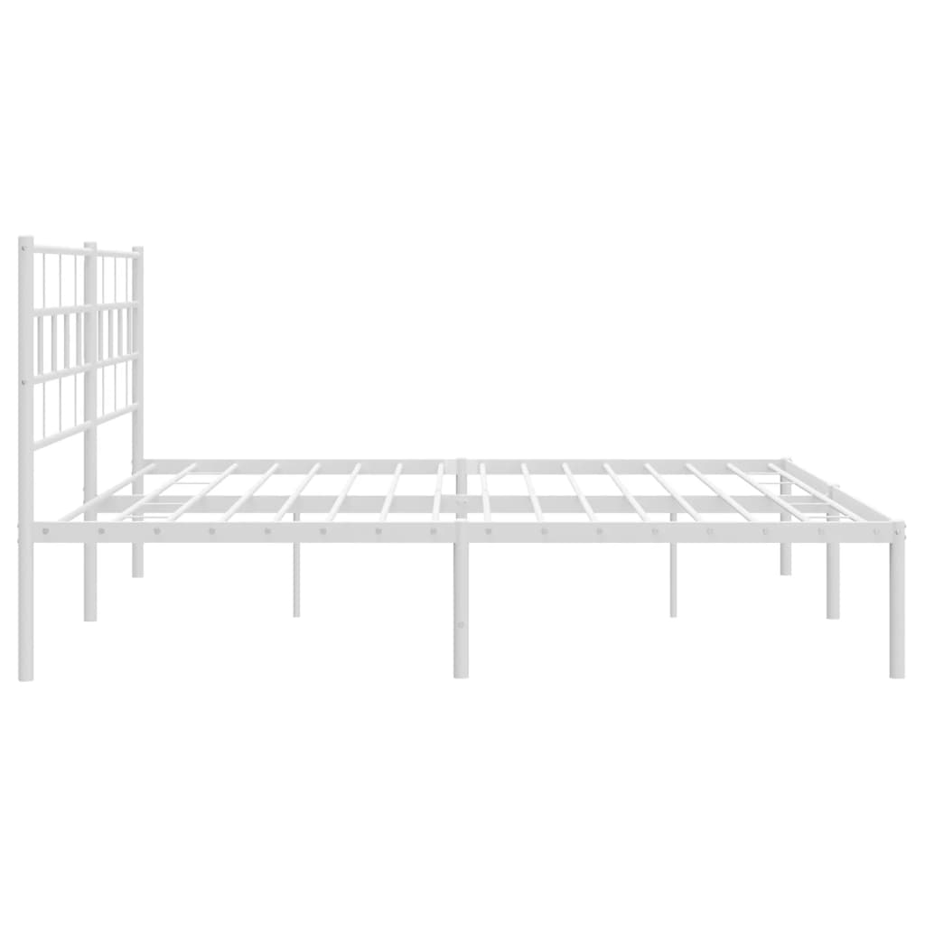 vidaXL Metal Bed Frame with Headboard White 193x203 cm
