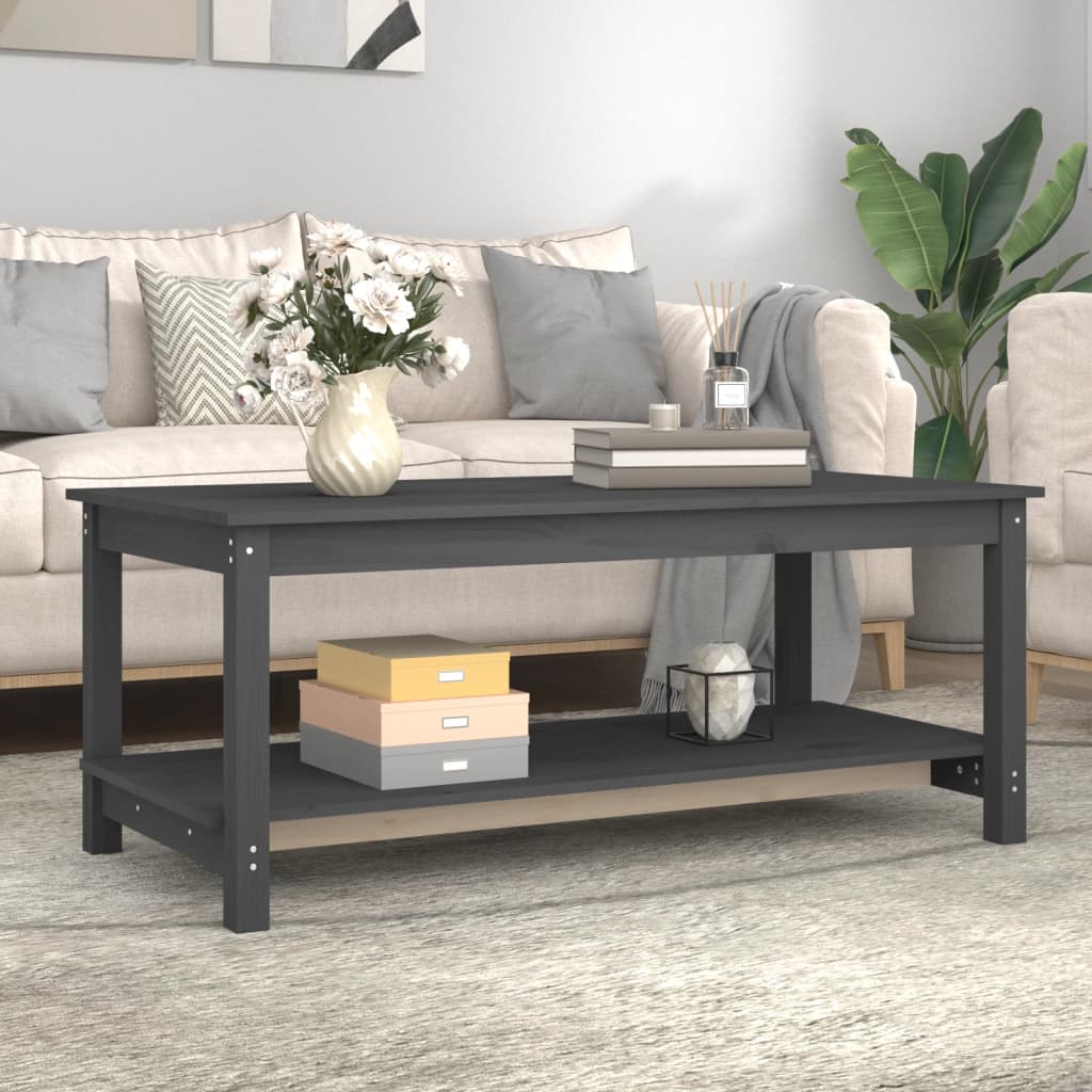 vidaXL Coffee Table Grey 110x55x45 cm Solid Wood Pine