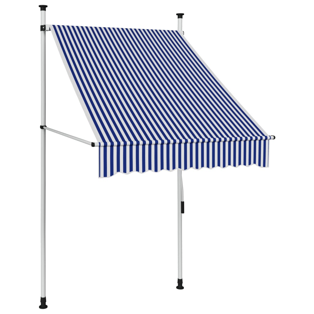 vidaXL Manual Retractable Awning 100 cm Blue and White Stripes