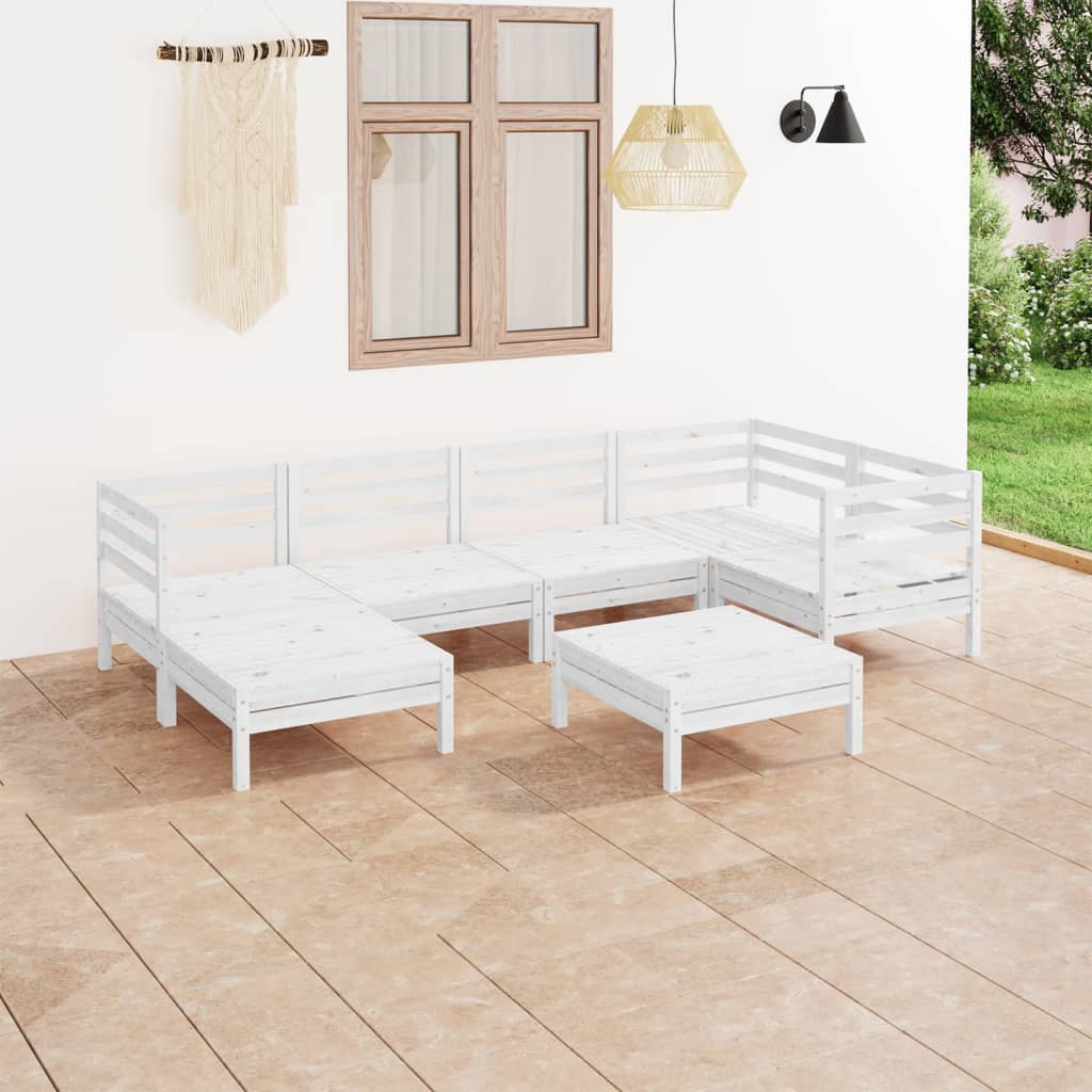 vidaXL 7 Piece Garden Lounge Set Solid Pinewood White
