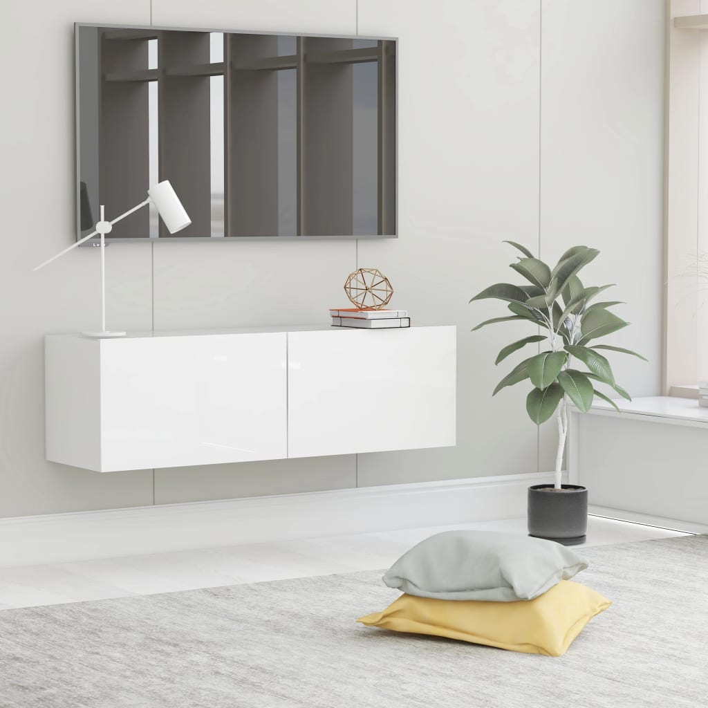 vidaXL TV Cabinet High Gloss White 100x30x30 cm Engineered Wood
