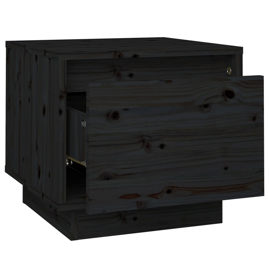 vidaXL Bedside Cabinets 2 pcs Black 35x34x32 cm Solid Wood Pine
