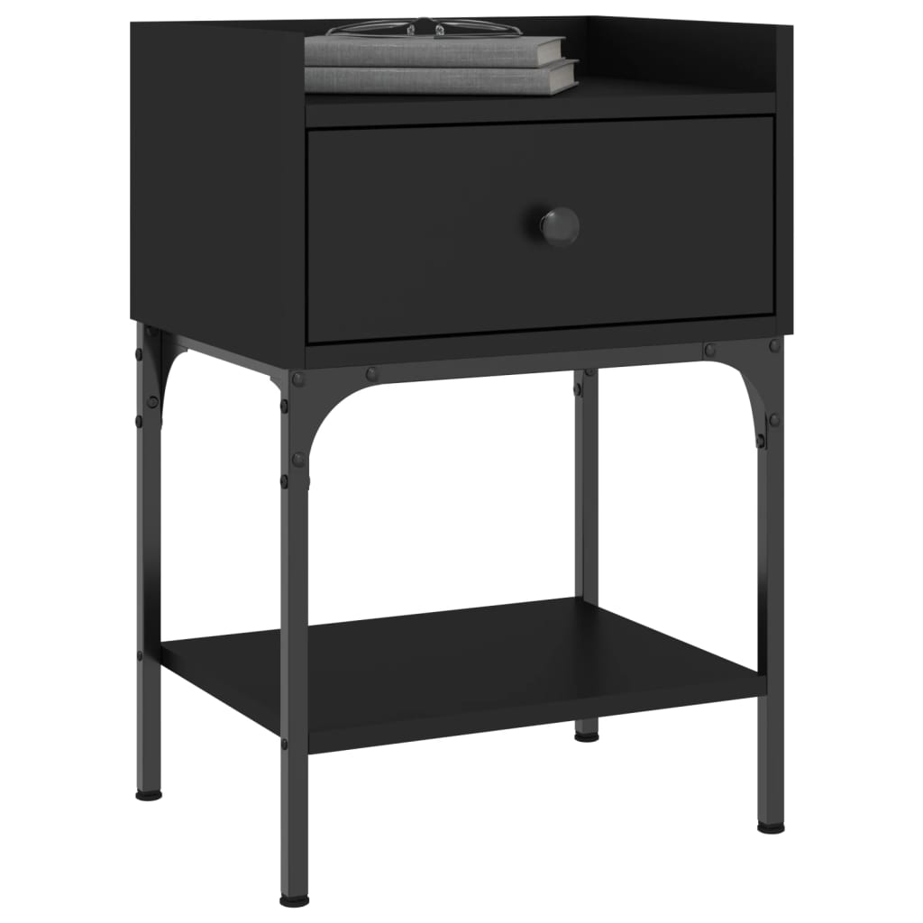 vidaXL Bedside Table Black 40.5x31x60 cm Engineered Wood