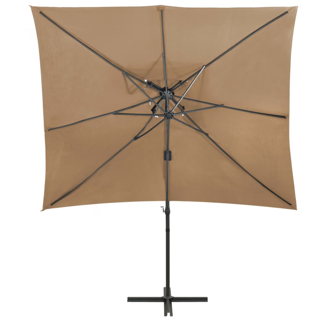 vidaXL Cantilever Umbrella with Double Top 250x250 cm Taupe