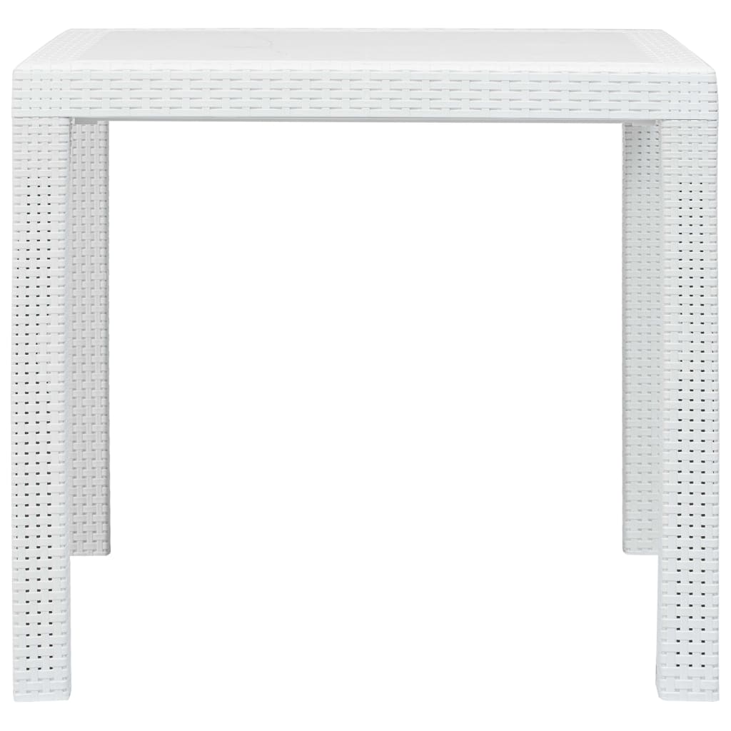vidaXL Garden Table White 79x79x72 cm Plastic Rattan Look