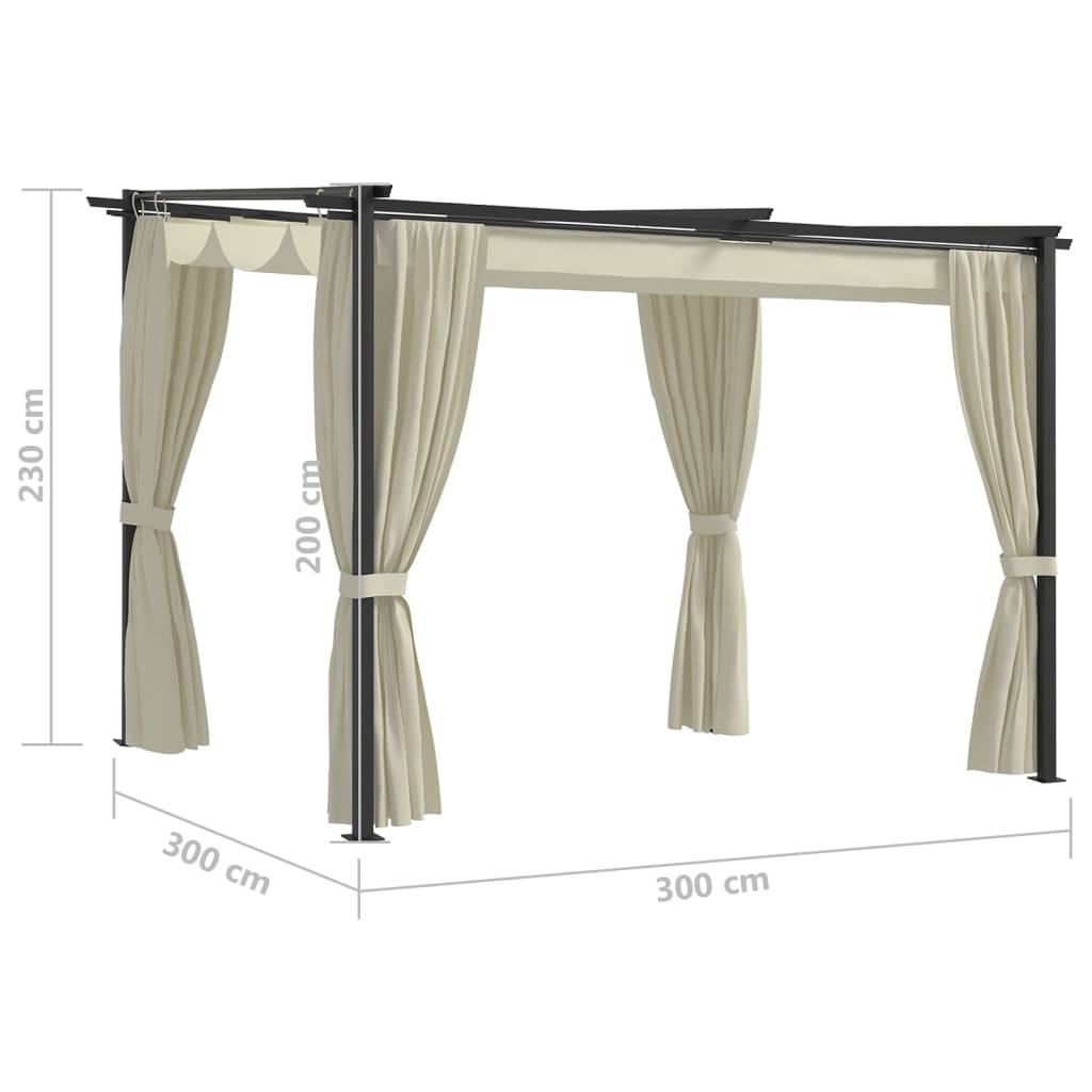 vidaXL Gazebo with Curtains 3x3 m Cream Steel