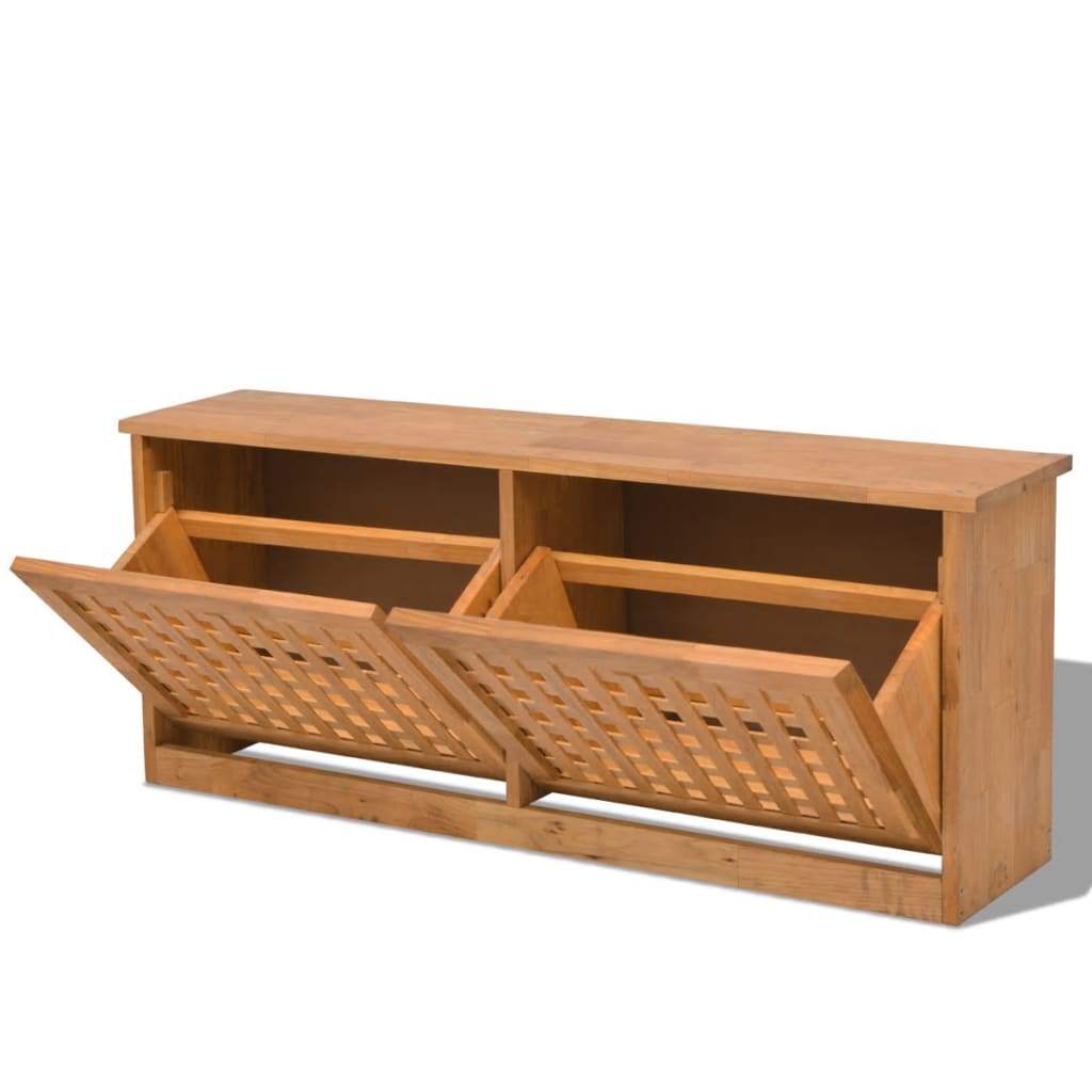 vidaXL Shoe Storage Bench Solid Walnut Wood 94x20x38 cm
