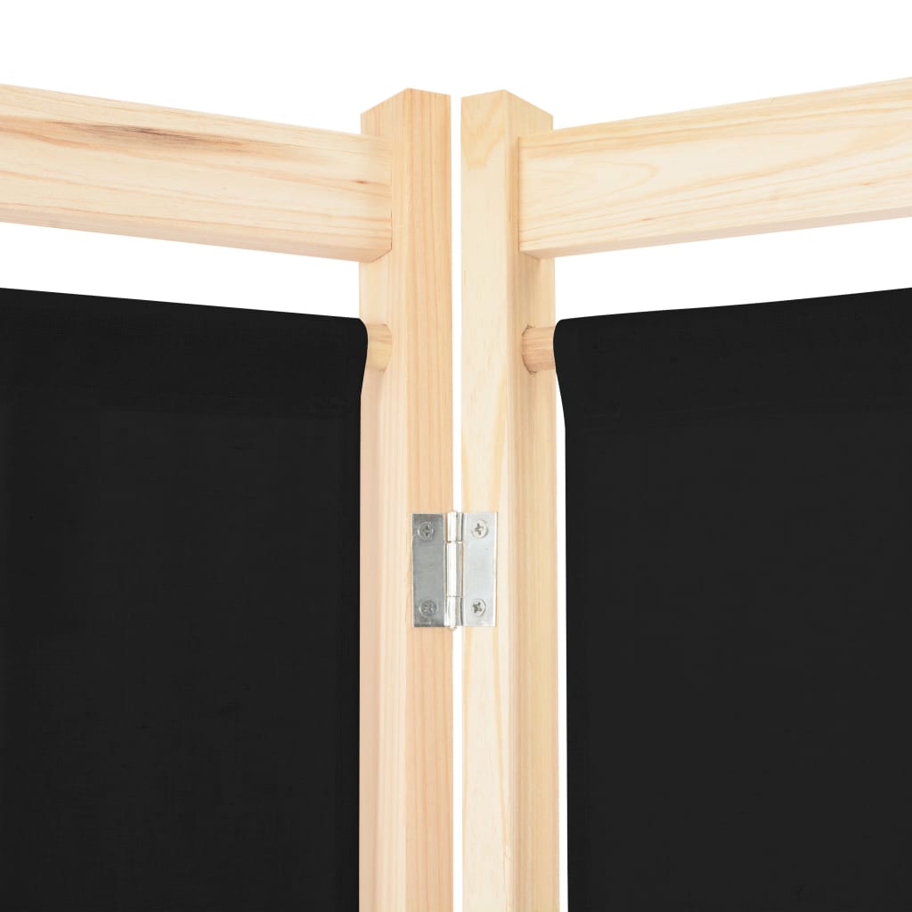 vidaXL 3-Panel Room Divider Black 120x170x4 cm Fabric