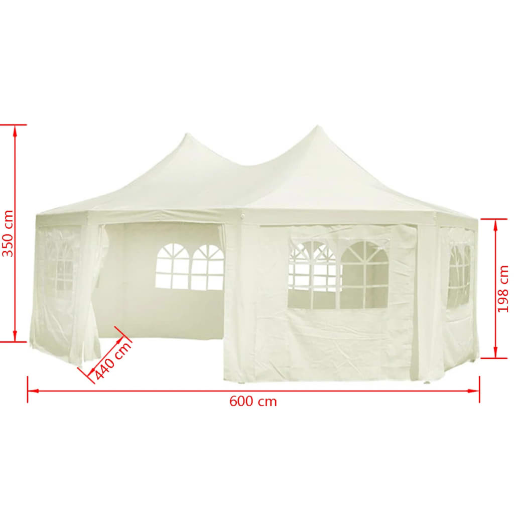 vidaXL Octagonal Party Tent Cream 6 x 4.4 x 3.5 m