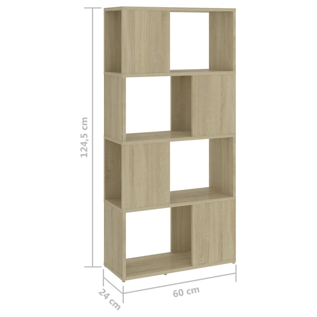 vidaXL Book Cabinet Room Divider Sonoma Oak 60x24x124.5 cm Engineered Wood