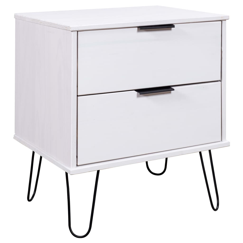 vidaXL Bedside Cabinet White 45x39.5x57 cm Solid Pine Wood