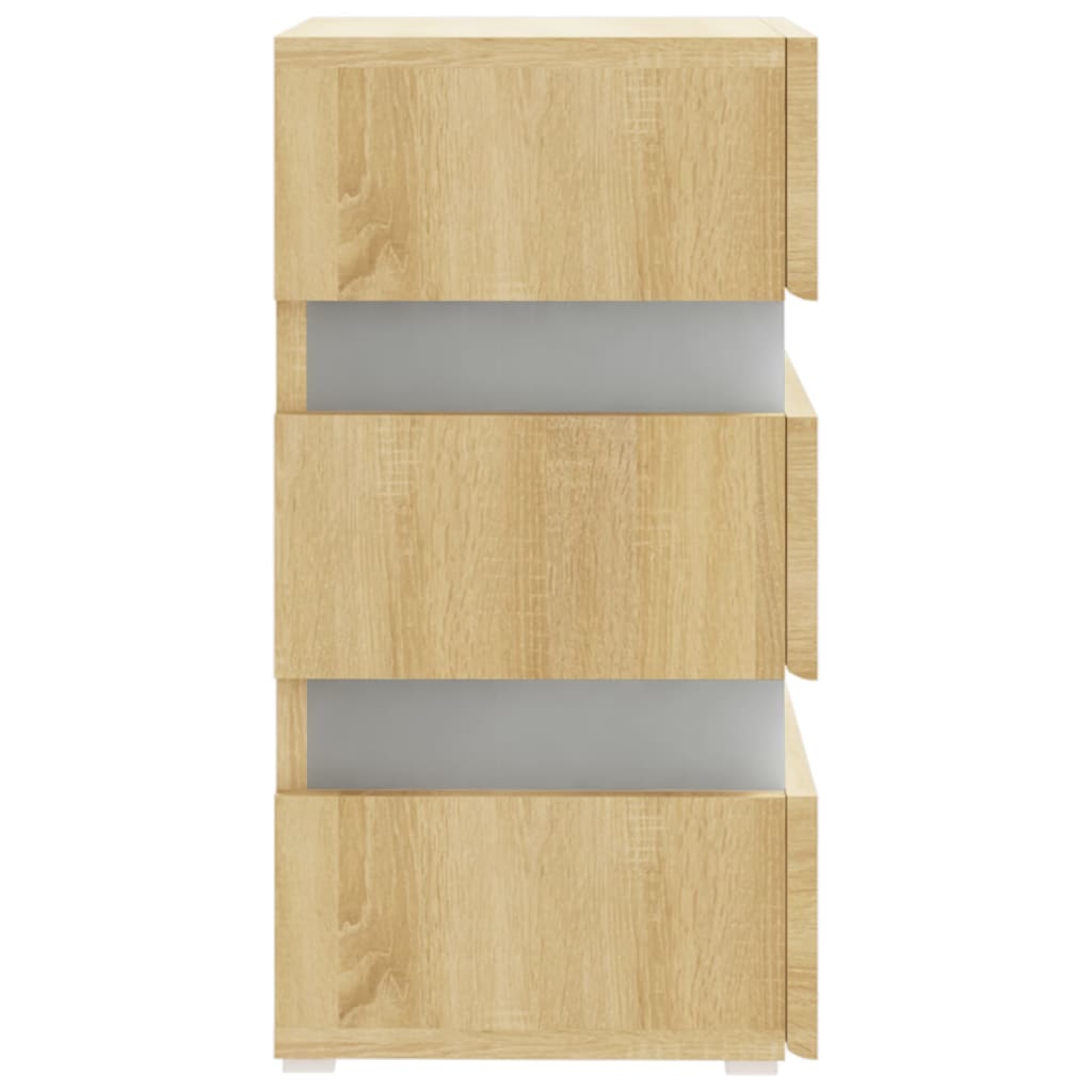 vidaXL LED Bedside Cabinet Sonoma Oak 45x35x67 cm Engineered Wood