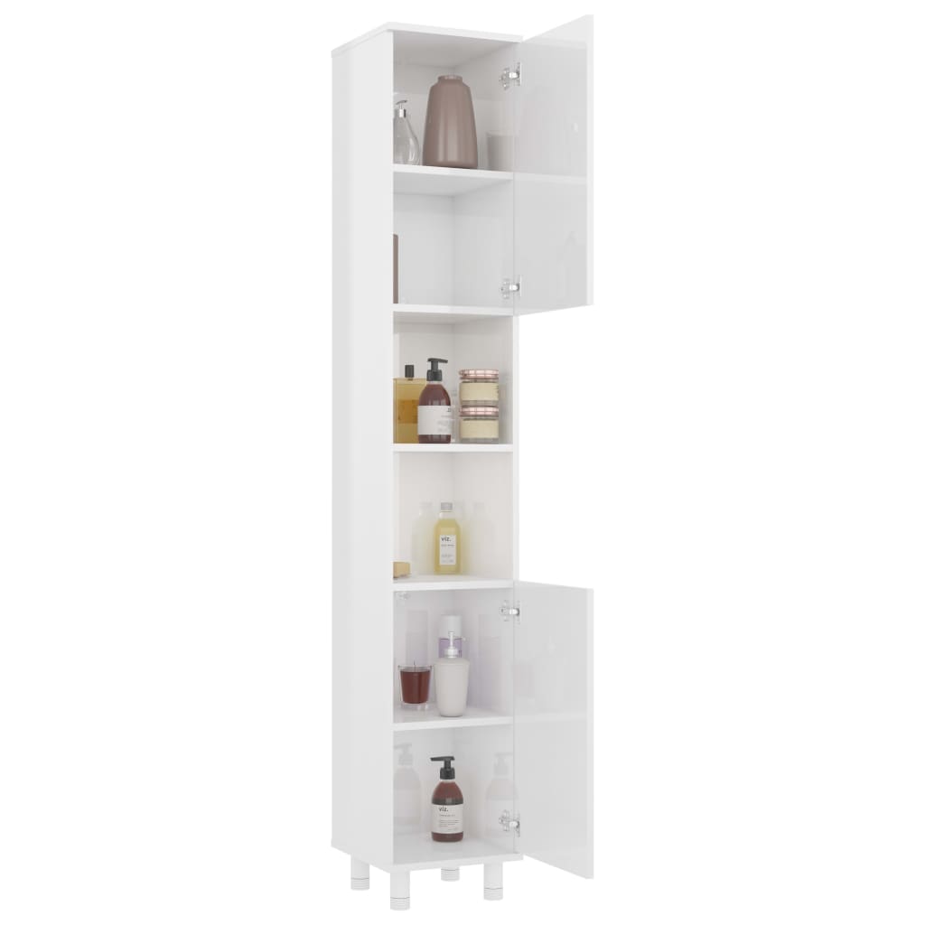 vidaXL Bathroom Cabinet High Gloss White 30x30x179 cm Engineered Wood
