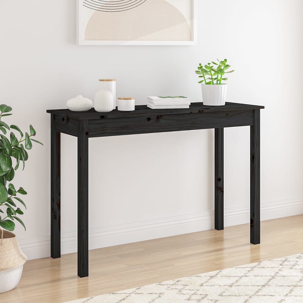 vidaXL Console Table Black 110x40x75 cm Solid Wood Pine