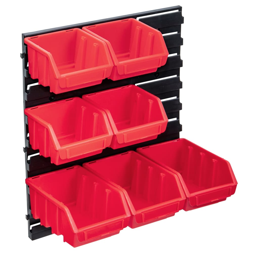 vidaXL 8 Piece Storage Bin Kit with Wall Panel Red and Black