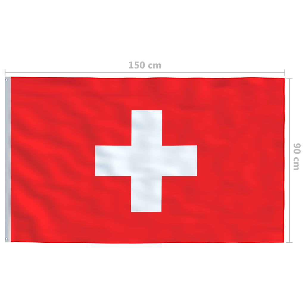 vidaXL Switzerland Flag and Pole Aluminium 6.2 m