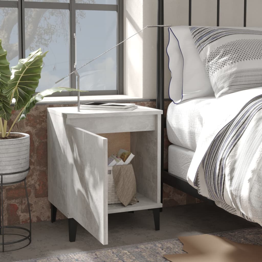 vidaXL Bed Cabinets with Metal Legs 2 pcs Concrete Grey 40x30x50 cm