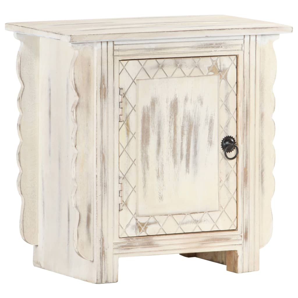 vidaXL Bedside Cabinet White 50x30x50 cm Solid Mango Wood