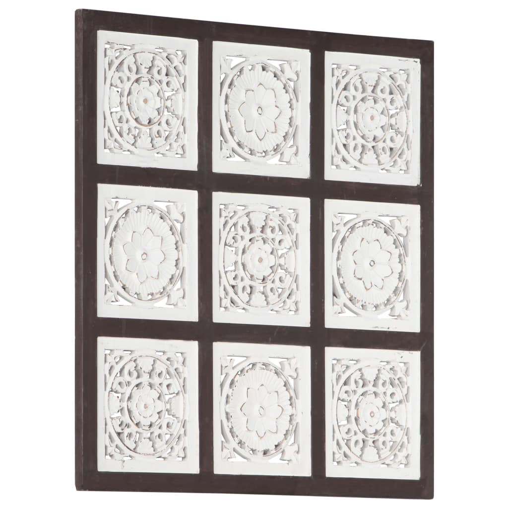 vidaXL Hand-Carved Wall Panel MDF 60x60x1.5 cm Brown and White