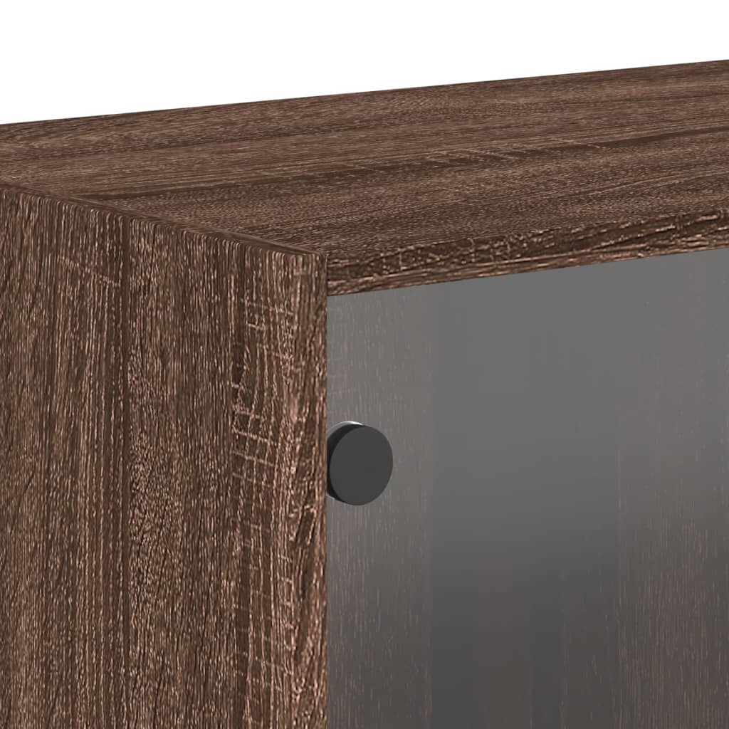 vidaXL Wall Cabinet with Glass Doors Brown Oak 68.5x37x35 cm
