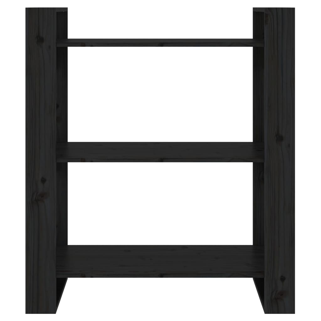 vidaXL Book Cabinet/Room Divider Black 80x35x91 cm Solid Wood Pine