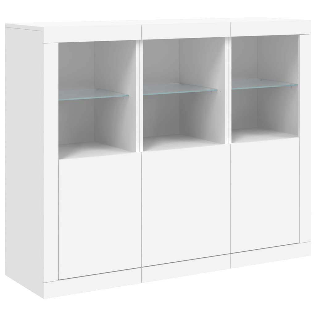 vidaXL Sideboards with LED Lights 3 pcs White Engineered Wood
