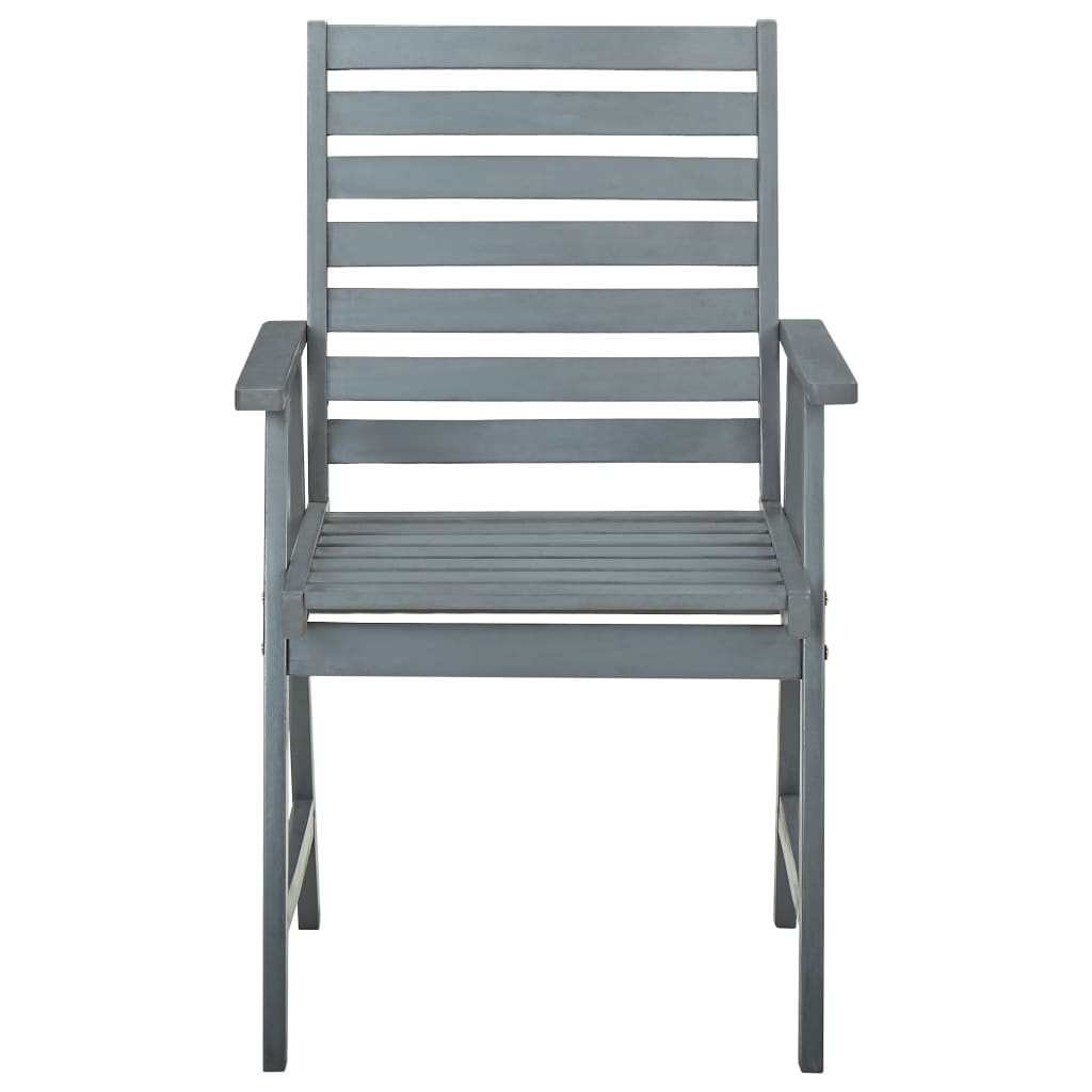vidaXL Outdoor Dining Chairs 2 pcs Grey Solid Acacia Wood