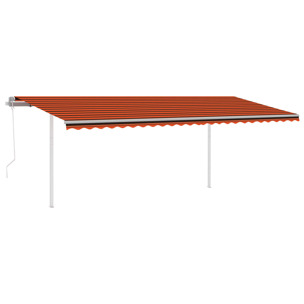 vidaXL Automatic Retractable Awning with Posts 6x3 m Orange&Brown